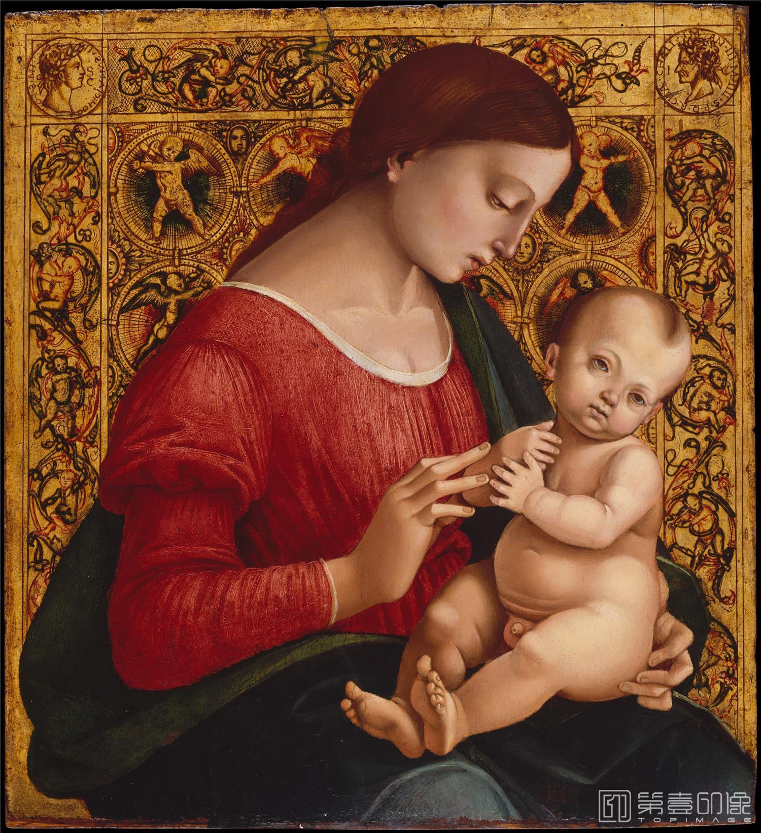 油画-美国纽约大都会美术馆油画藏画-Luca SignorelliMadonna and Child-1493